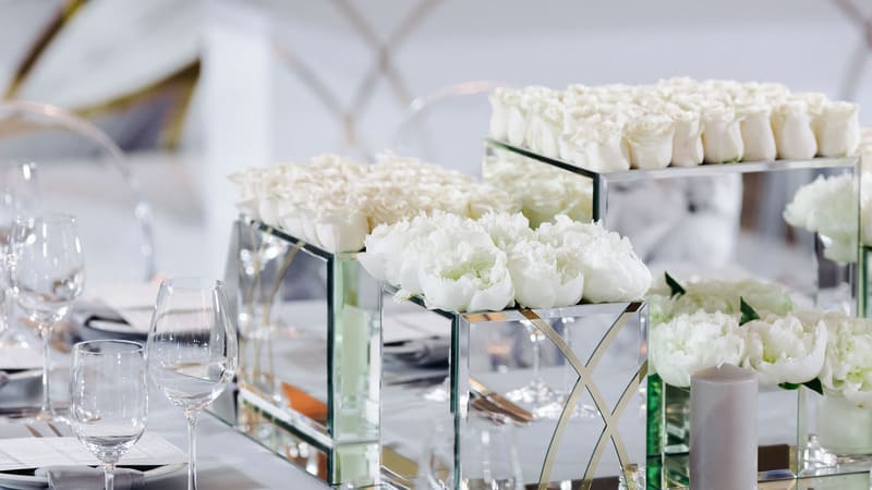 all white wedding decor