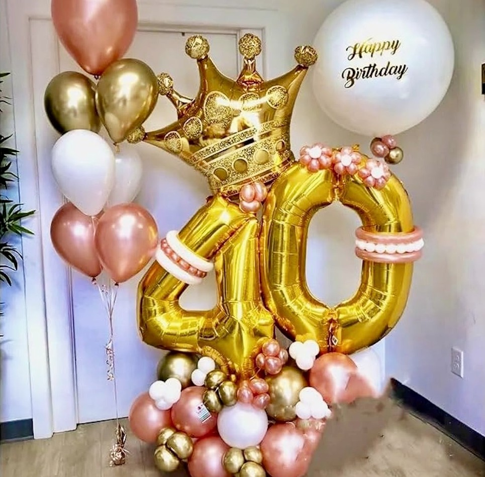 Number 40 Balloons and Balloon Bouquets